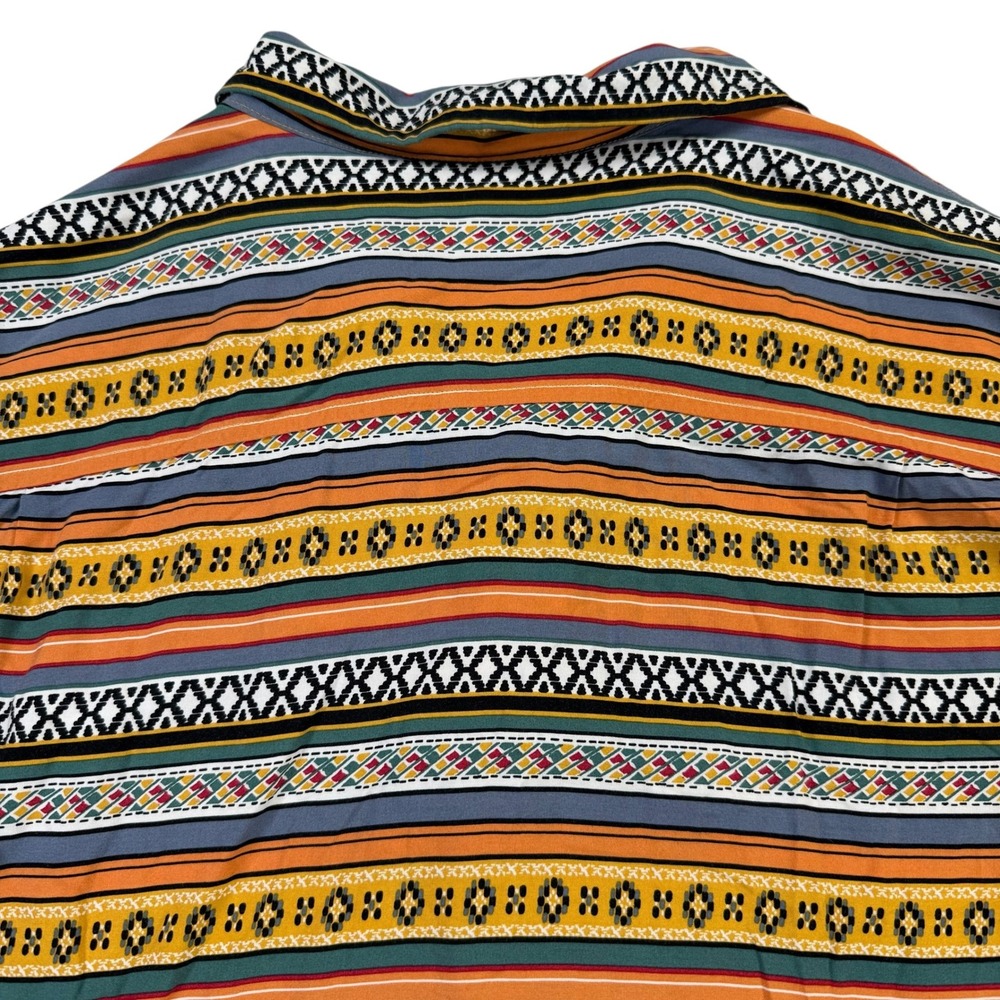 PacSun Camp Shirt Mens Medium Southwestern Aztec Stripe Recycled Rayon Button Up - Picture 9 of 9
